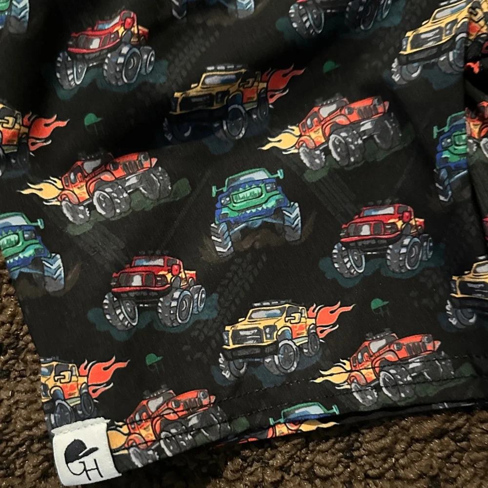 Kids' Black Monster Truck Walk Shorts - Picture 2 of 4